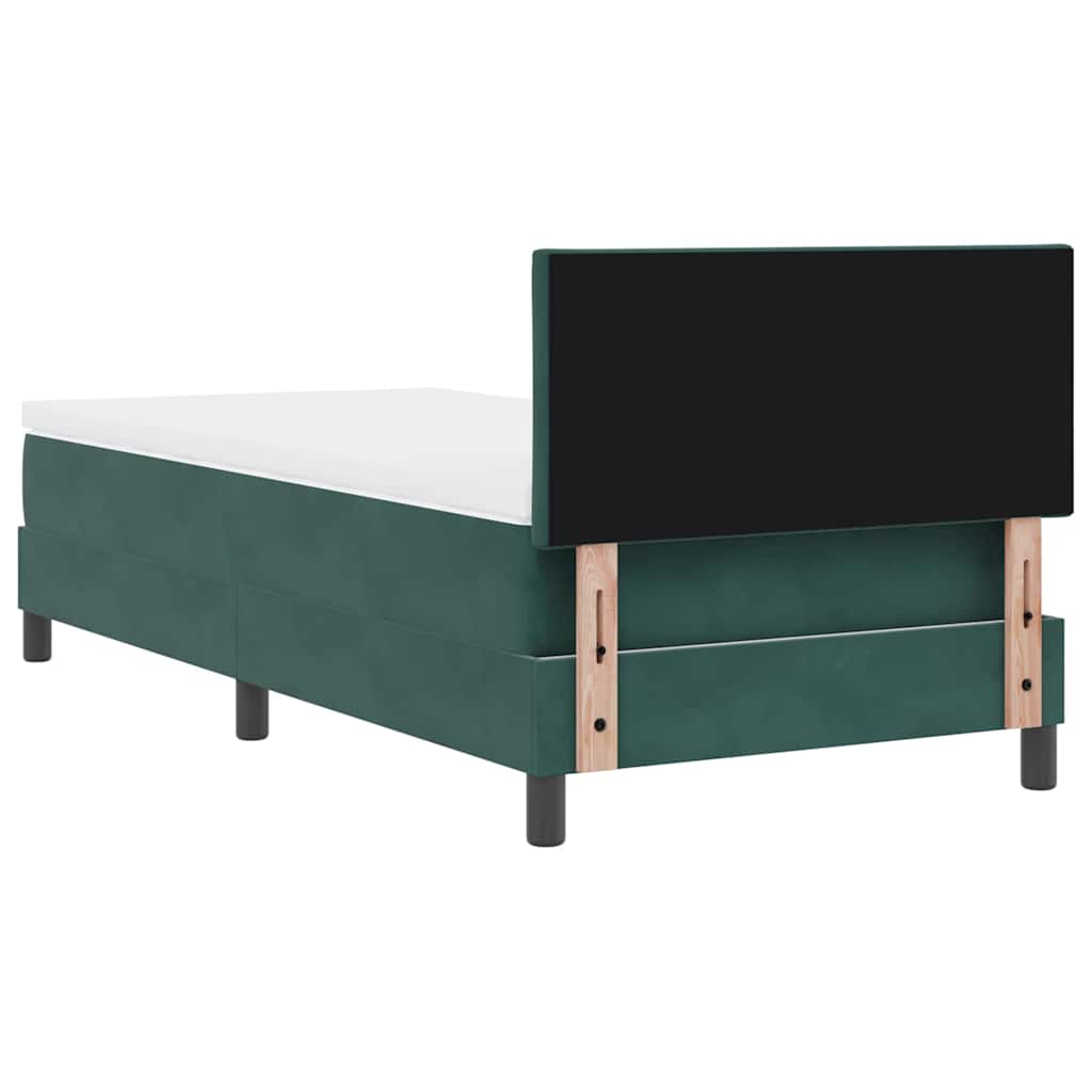 Box spring seng med hovedgærde Mørkegrøn 100 x 200 cm Fløjl