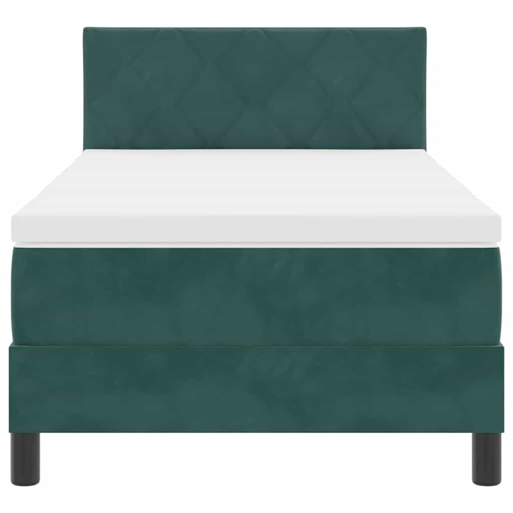 Box spring seng med hovedgærde Mørkegrøn 100 x 200 cm Fløjl