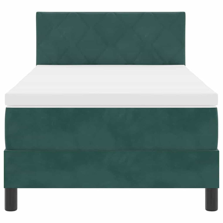 Box spring seng med hovedgærde Mørkegrøn 100 x 200 cm Fløjl