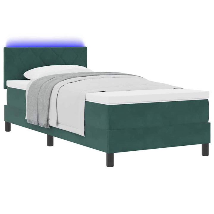 Box spring seng med hovedgærde Mørkegrøn 100 x 200 cm Fløjl