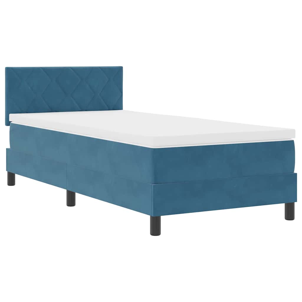 Box spring seng med hovedgærde Mørkeblå 100 x 200 cm Fløjl