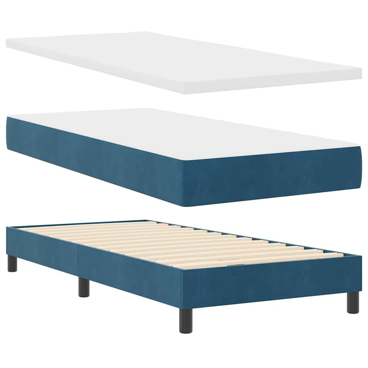 Box spring seng med hovedgærde Mørkeblå 100 x 200 cm Fløjl