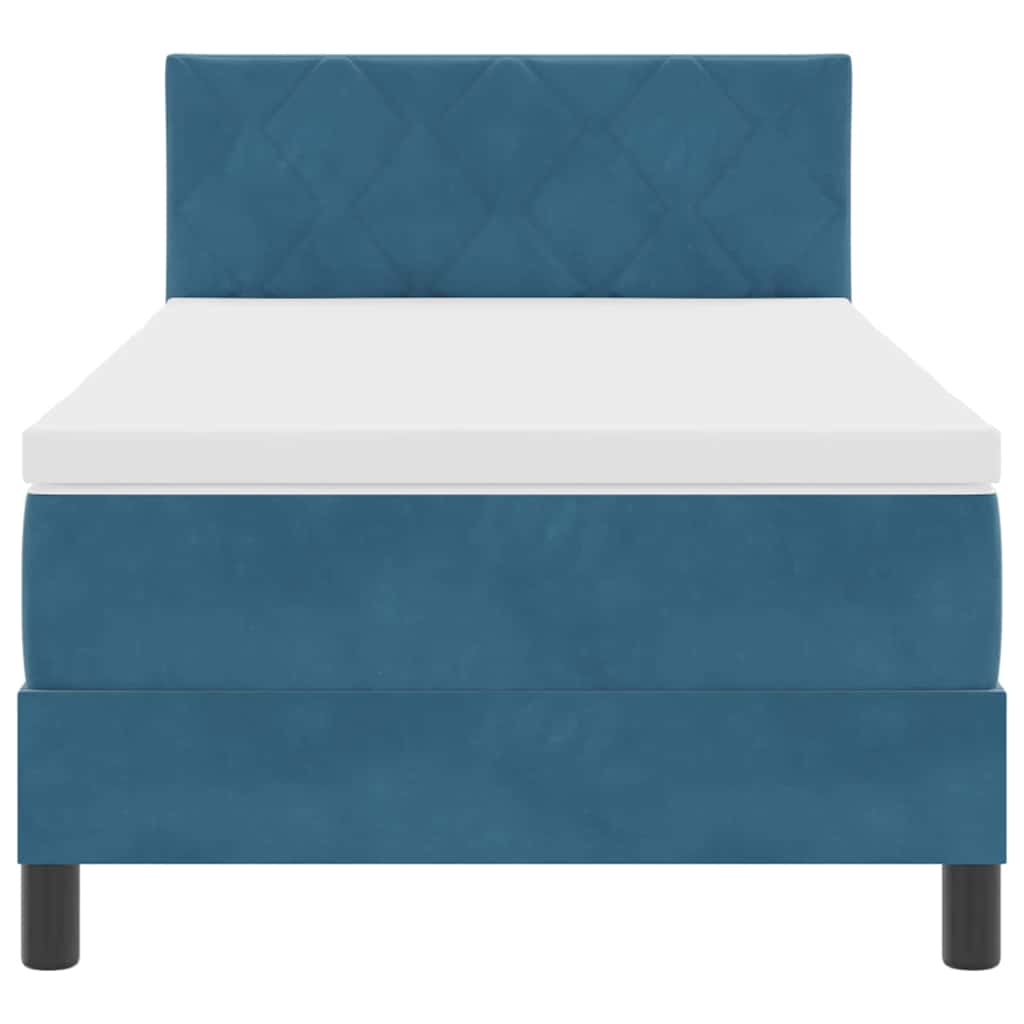 Box spring seng med hovedgærde Mørkeblå 100 x 200 cm Fløjl