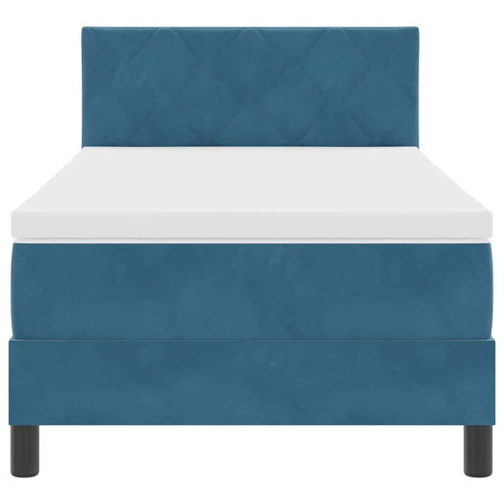 Box spring seng med hovedgærde Mørkeblå 100 x 200 cm Fløjl