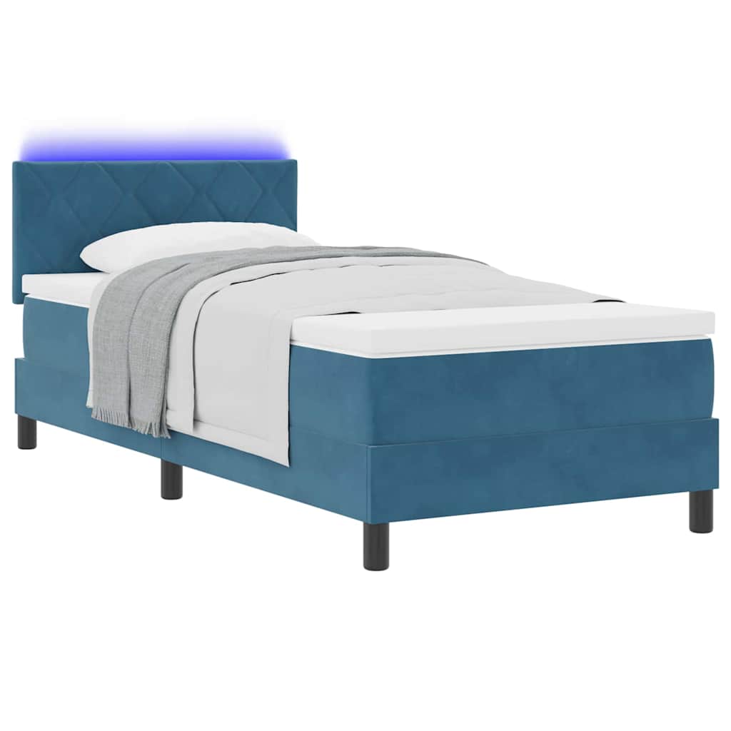 Box spring seng med hovedgærde Mørkeblå 100 x 200 cm Fløjl