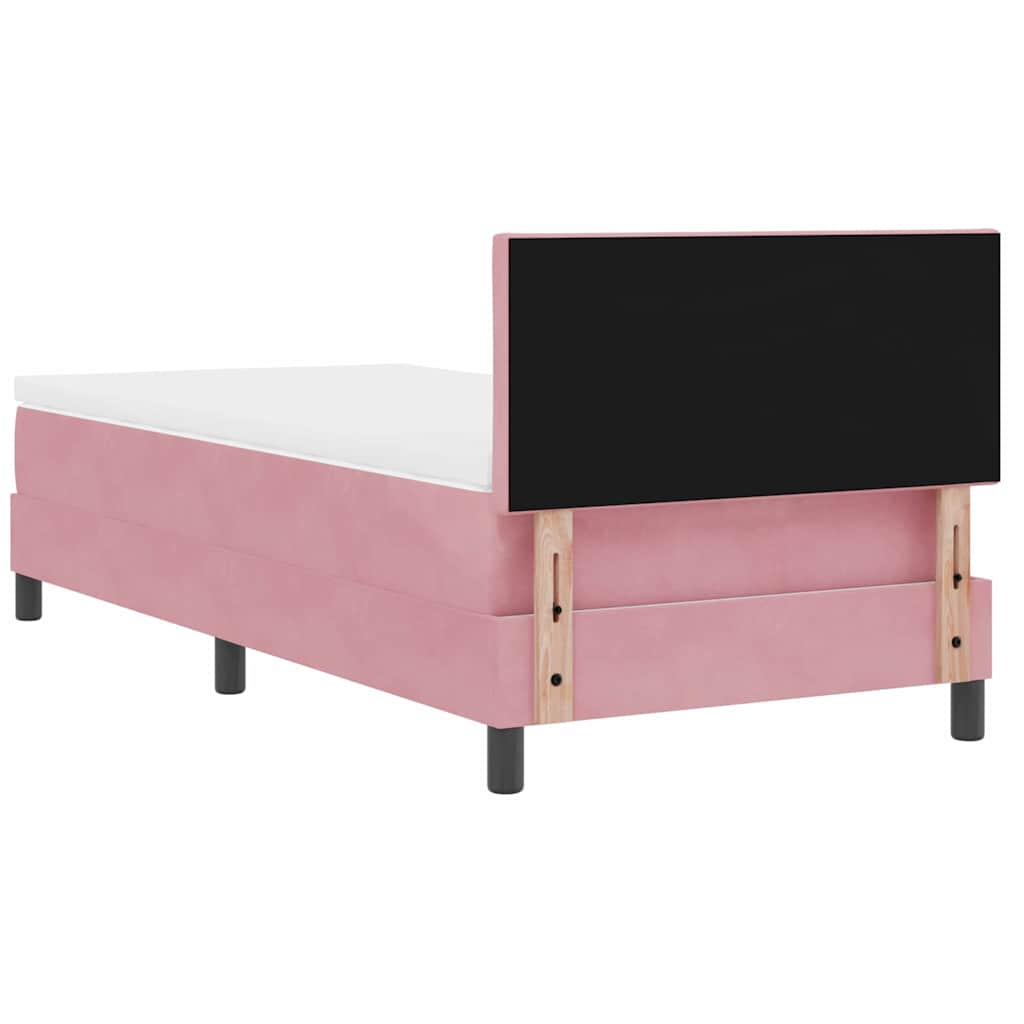 Box spring seng med hovedgærde Lyserød 100 x 200 cm Fløjl