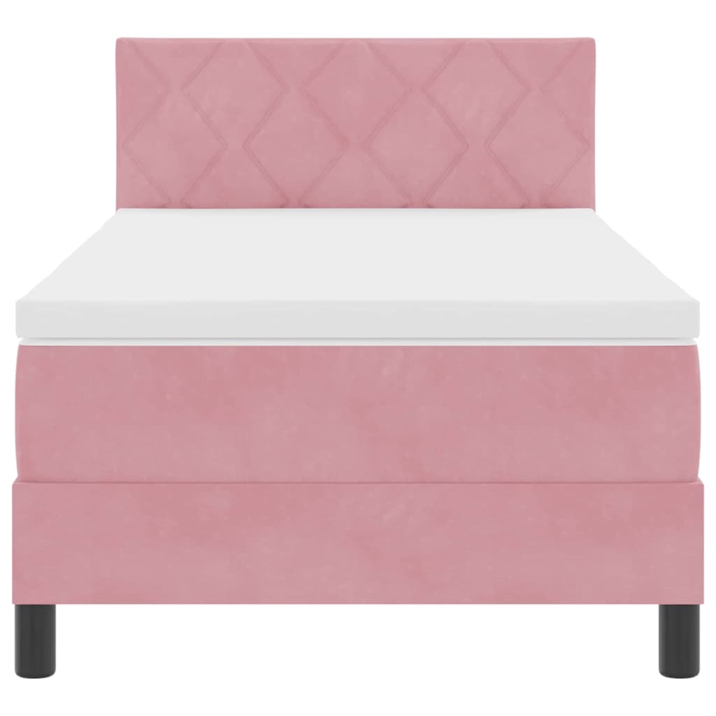 Box spring seng med hovedgærde Lyserød 100 x 200 cm Fløjl