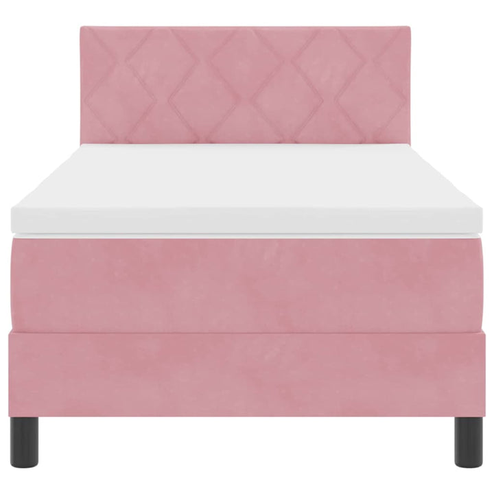 Box spring seng med hovedgærde Lyserød 100 x 200 cm Fløjl