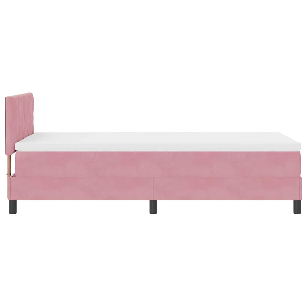 Box spring seng med hovedgærde Lyserød 100 x 200 cm Fløjl