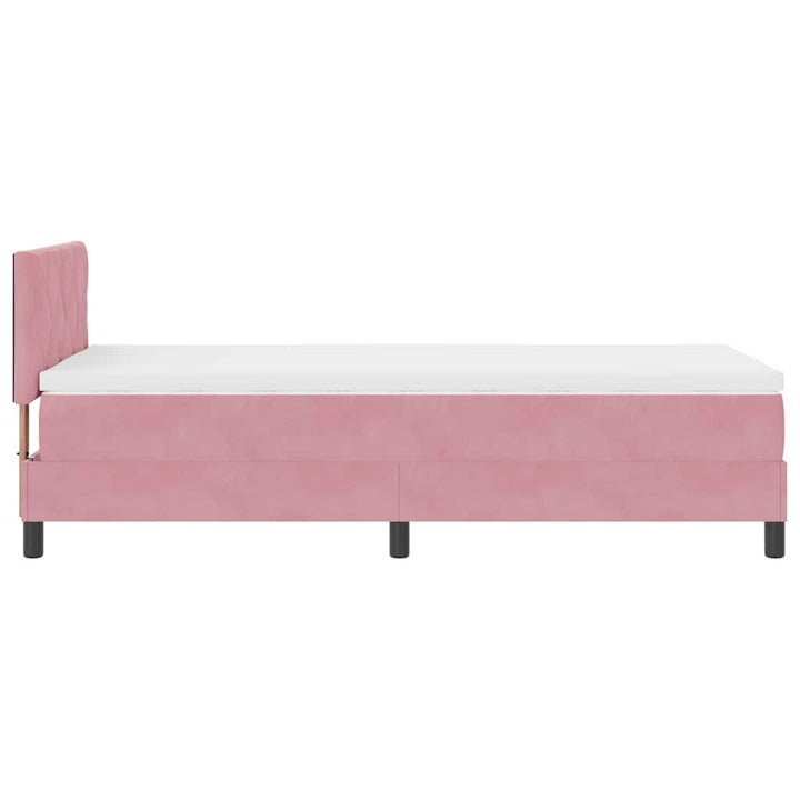 Box spring seng med hovedgærde Lyserød 100 x 200 cm Fløjl