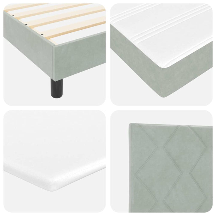 Box spring seng med hovedgærde Lysegrå 120 x 190 cm Fløjl