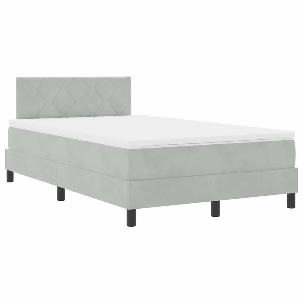 Box spring seng med hovedgærde Lysegrå 120 x 190 cm Fløjl