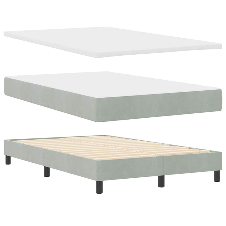 Box spring seng med hovedgærde Lysegrå 120 x 190 cm Fløjl