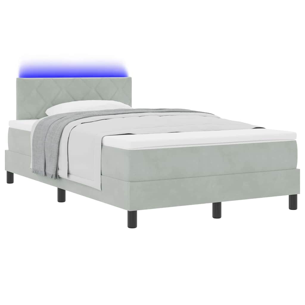 Box spring seng med hovedgærde Lysegrå 120 x 190 cm Fløjl
