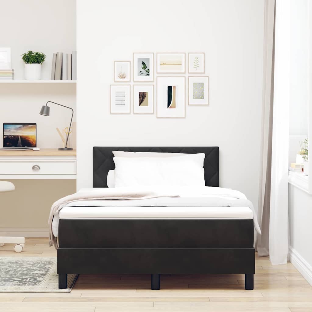 Box spring seng med hovedgærde Sort 120 x 190 cm Fløjl