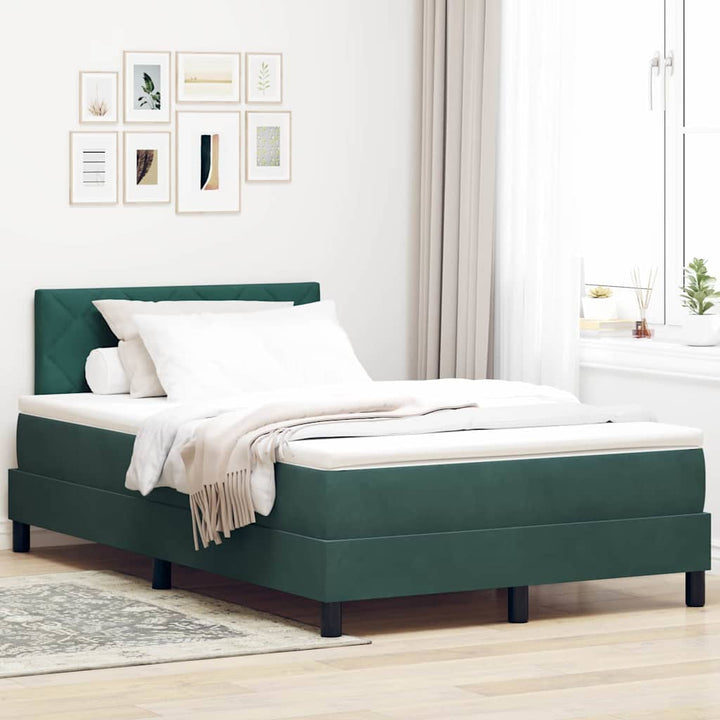 Box spring seng med hovedgærde Mørkegrøn 120 x 190 cm Fløjl