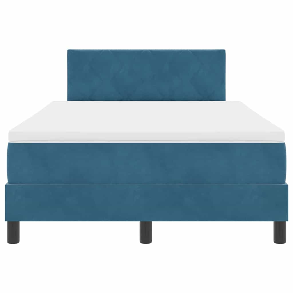 Box spring seng med hovedgærde Mørkeblå 120 x 190 cm Fløjl