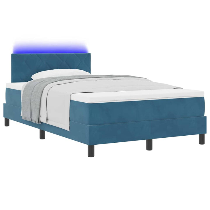 Box spring seng med hovedgærde Mørkeblå 120 x 190 cm Fløjl