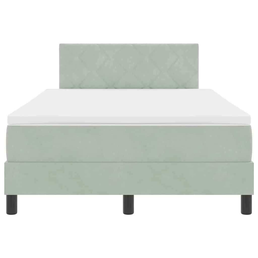 Box spring seng med hovedgærde Lysegrå 120 x 200 cm Fløjl
