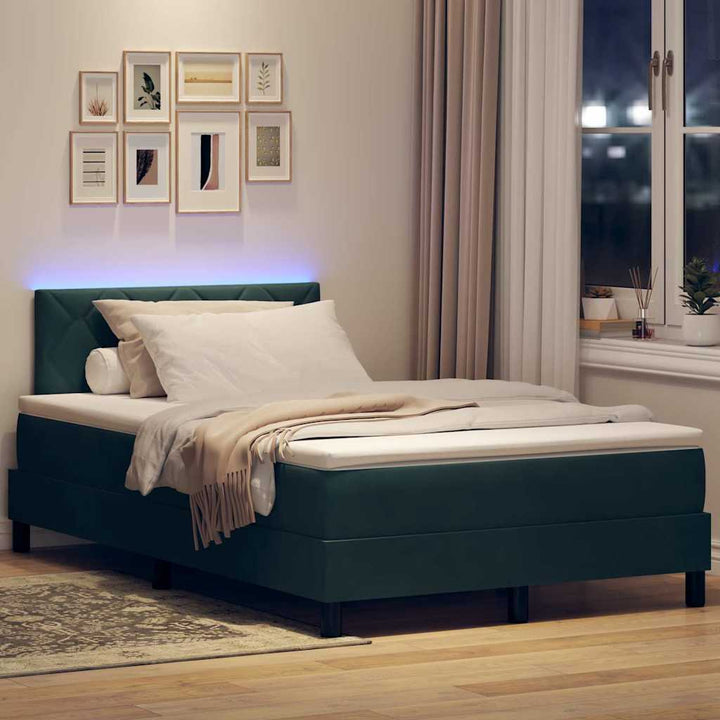 Box spring seng med hovedgærde Mørkegrøn 120 x 200 cm Fløjl