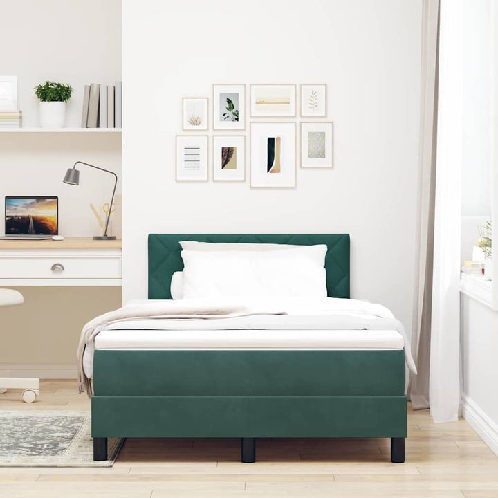 Box spring seng med hovedgærde Mørkegrøn 120 x 200 cm Fløjl