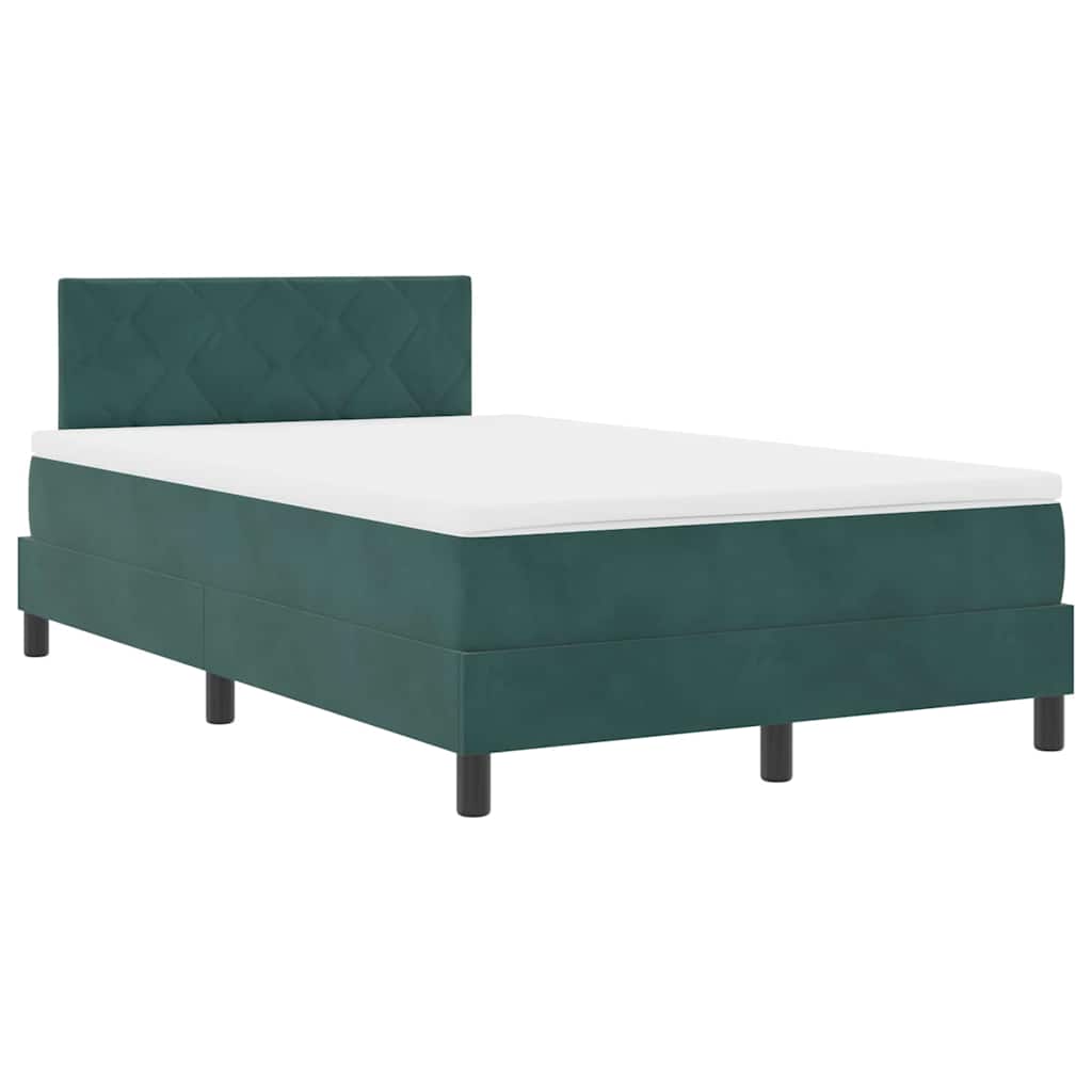 Box spring seng med hovedgærde Mørkegrøn 120 x 200 cm Fløjl