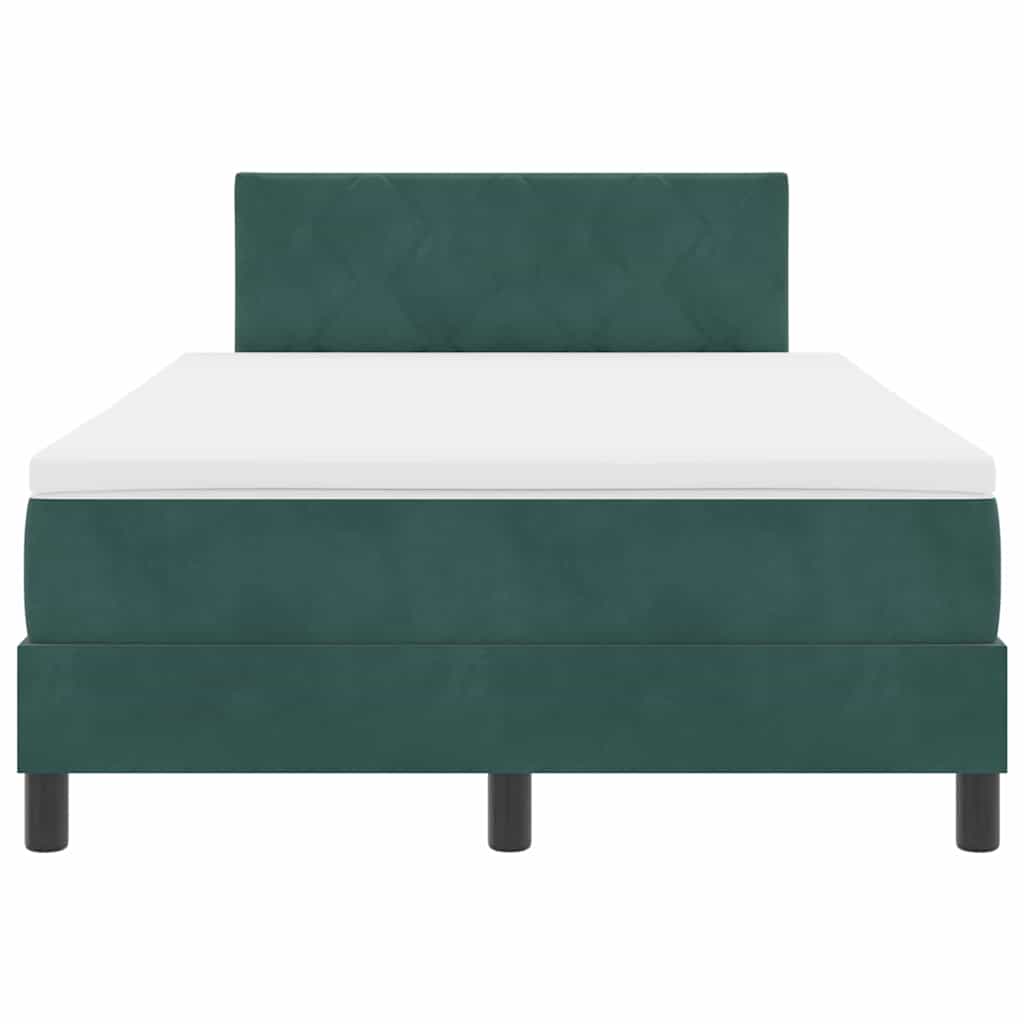 Box spring seng med hovedgærde Mørkegrøn 120 x 200 cm Fløjl