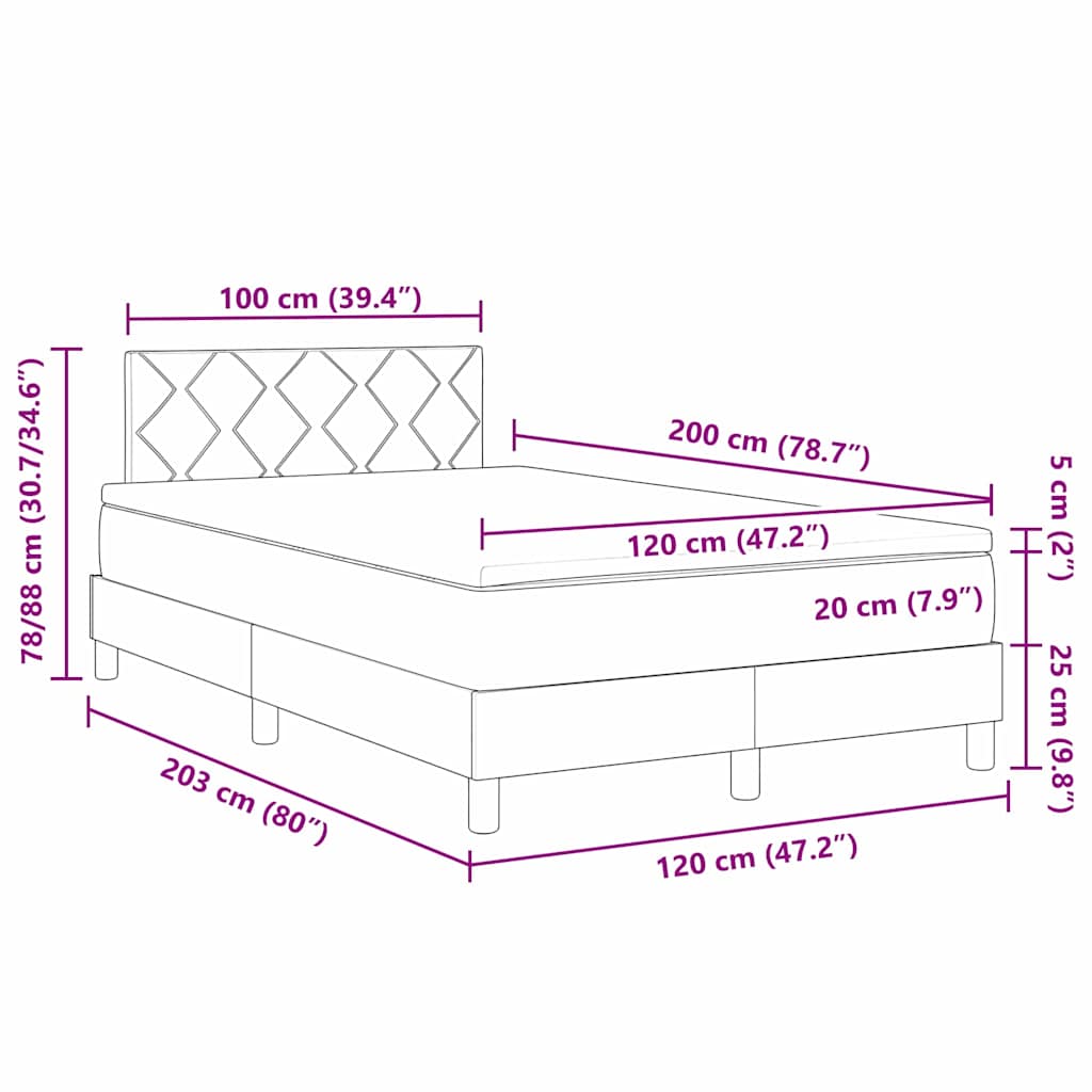 Box spring seng med hovedgærde Mørkegrøn 120 x 200 cm Fløjl