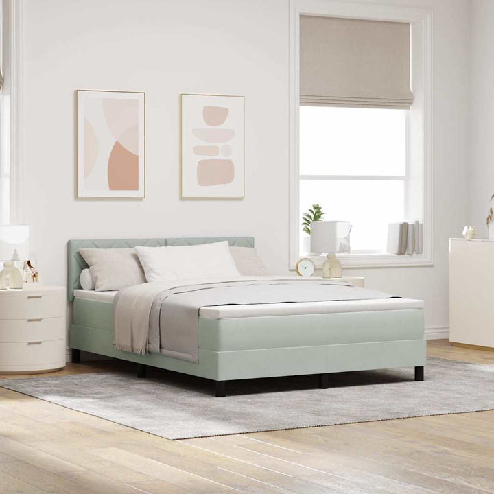 Box spring seng med hovedgærde Lysegrå 140 x 200 cm Fløjl