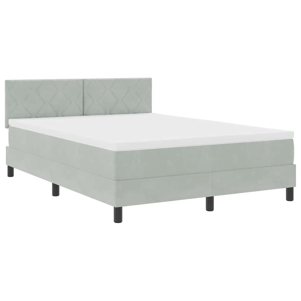 Box spring seng med hovedgærde Lysegrå 140 x 200 cm Fløjl