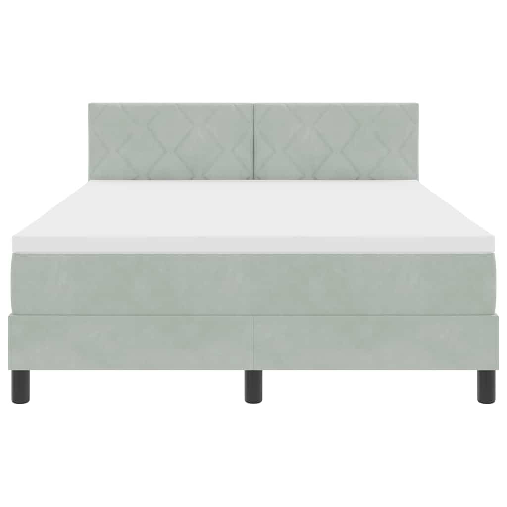 Box spring seng med hovedgærde Lysegrå 140 x 200 cm Fløjl