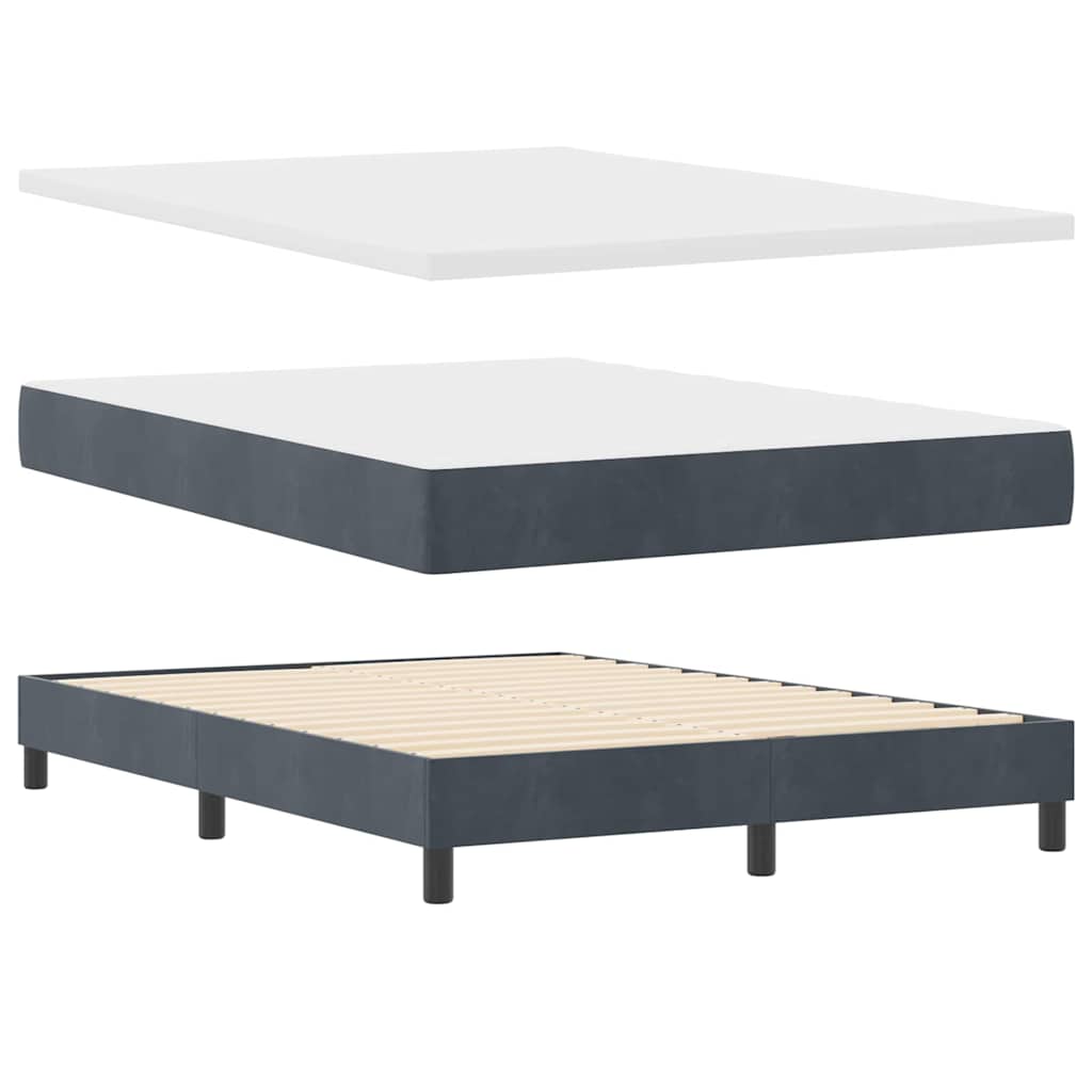 Box spring seng med hovedgærde Mørkegrå 140 x 200 cm Fløjl