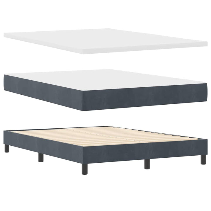 Box spring seng med hovedgærde Mørkegrå 140 x 200 cm Fløjl