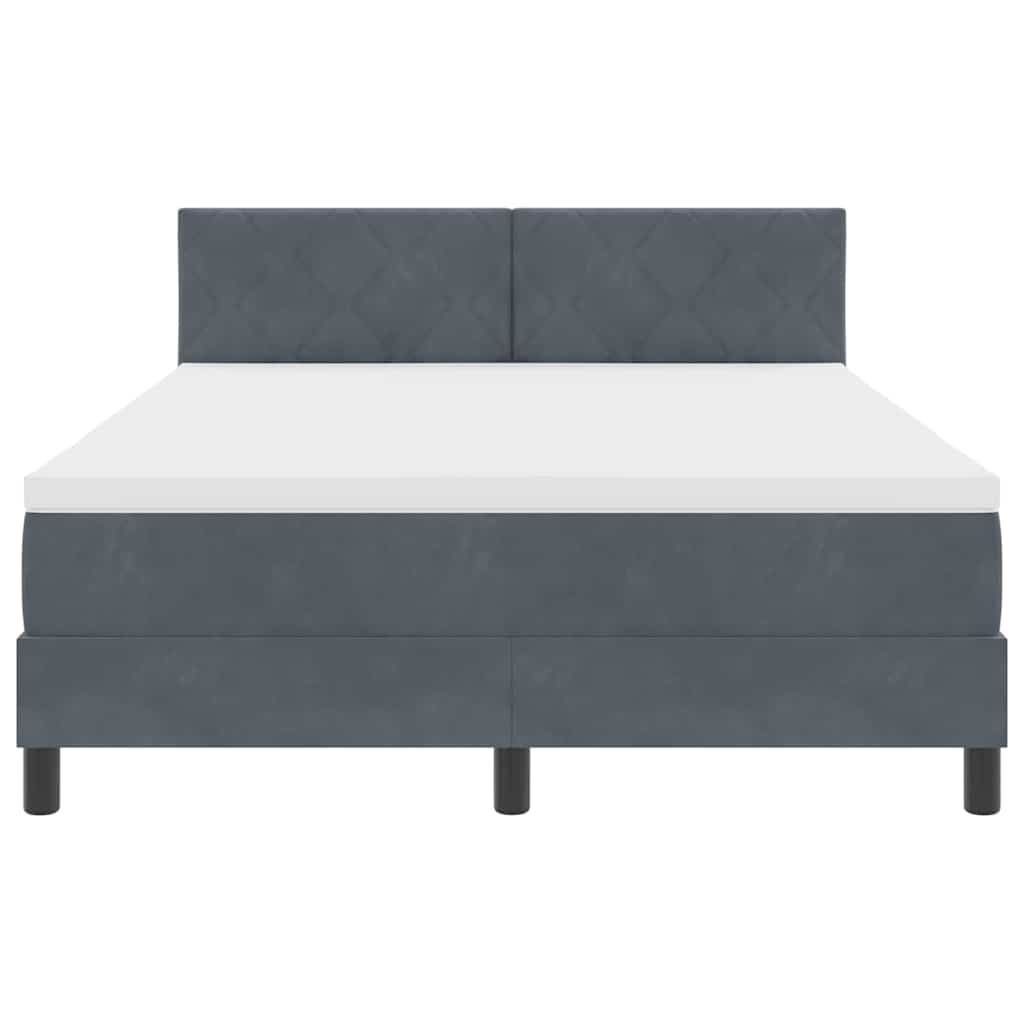 Box spring seng med hovedgærde Mørkegrå 140 x 200 cm Fløjl