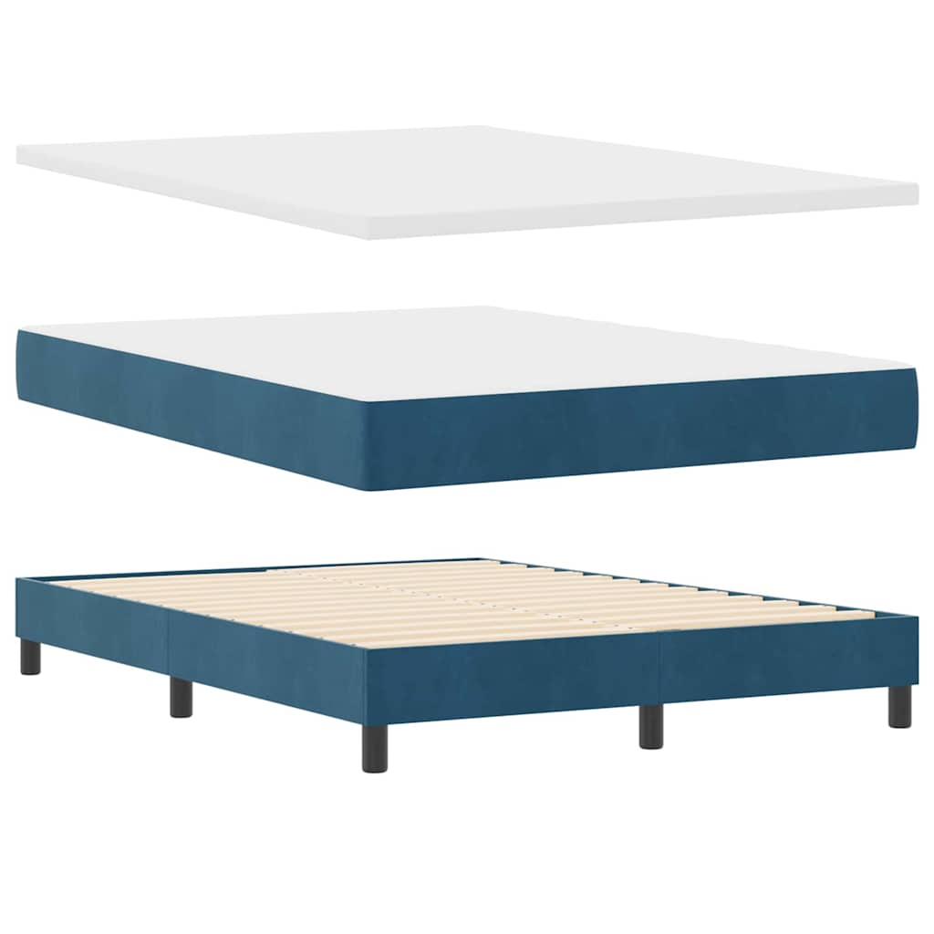 Box spring seng med hovedgærde Mørkeblå 140 x 200 cm Fløjl