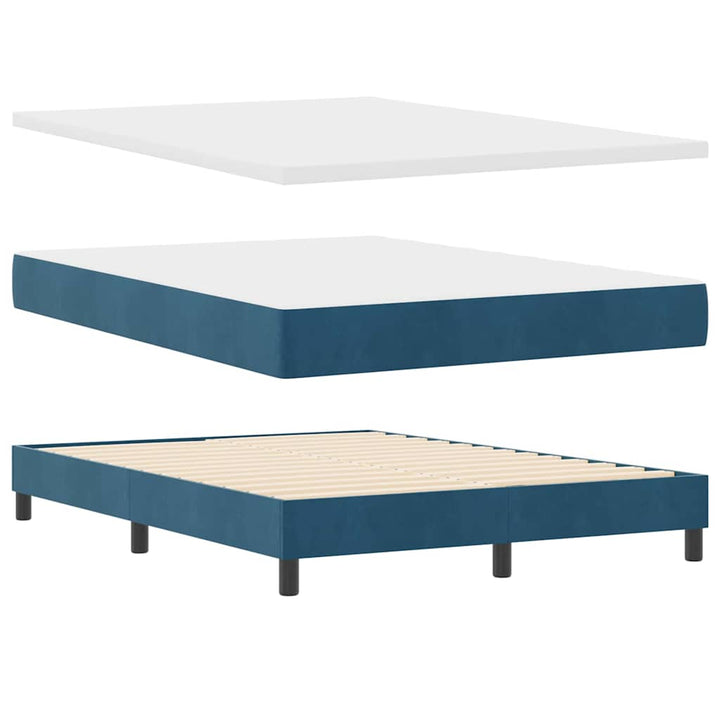 Box spring seng med hovedgærde Mørkeblå 140 x 200 cm Fløjl