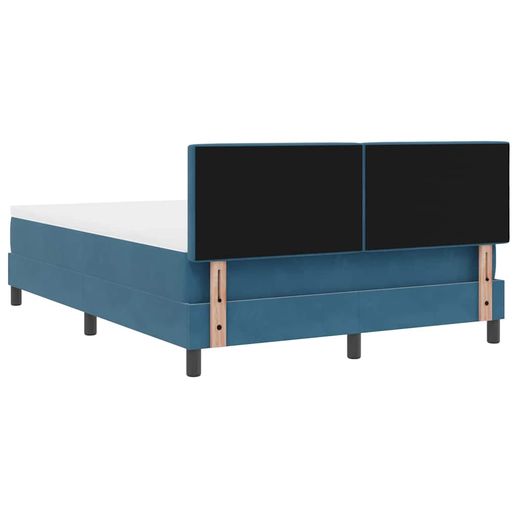 Box spring seng med hovedgærde Mørkeblå 140 x 200 cm Fløjl