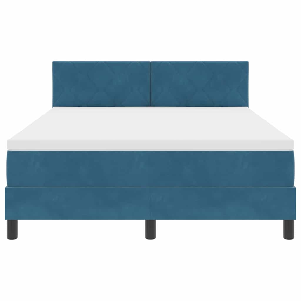 Box spring seng med hovedgærde Mørkeblå 140 x 200 cm Fløjl