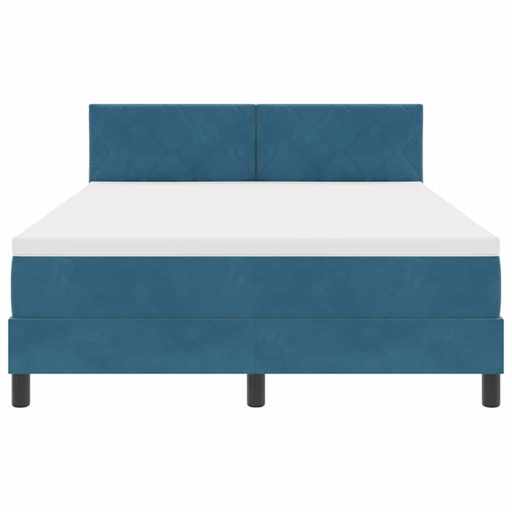 Box spring seng med hovedgærde Mørkeblå 140 x 200 cm Fløjl