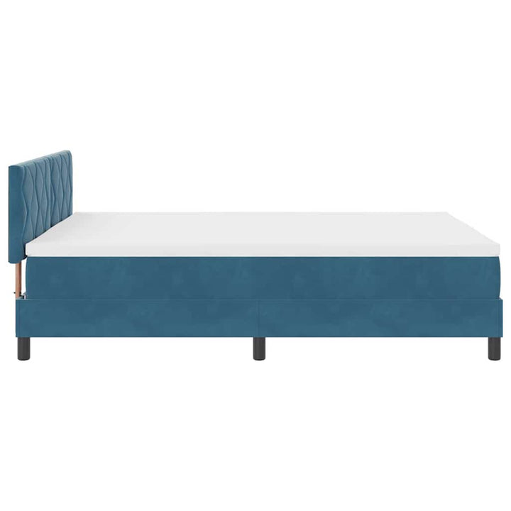 Box spring seng med hovedgærde Mørkeblå 140 x 200 cm Fløjl
