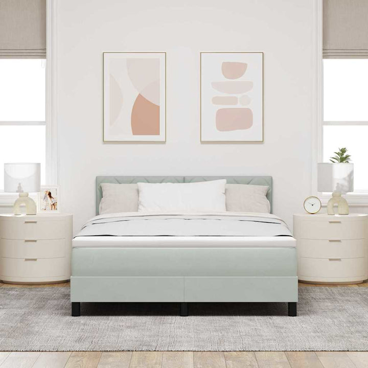 Box spring seng med hovedgærde Lysegrå 160 x 200 cm Fløjl