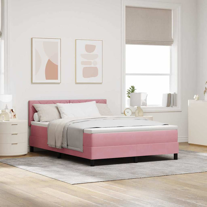 Box spring seng med hovedgærde Lyserød 160 x 200 cm Fløjl