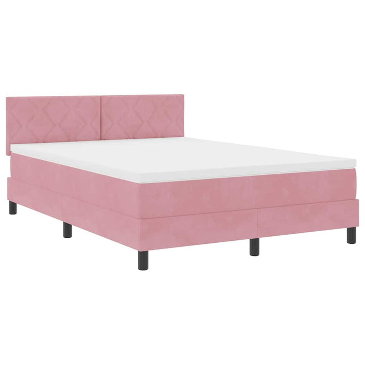 Box spring seng med hovedgærde Lyserød 160 x 200 cm Fløjl