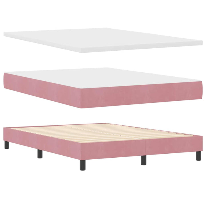Box spring seng med hovedgærde Lyserød 160 x 200 cm Fløjl