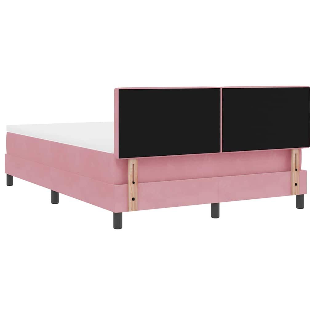 Box spring seng med hovedgærde Lyserød 160 x 200 cm Fløjl