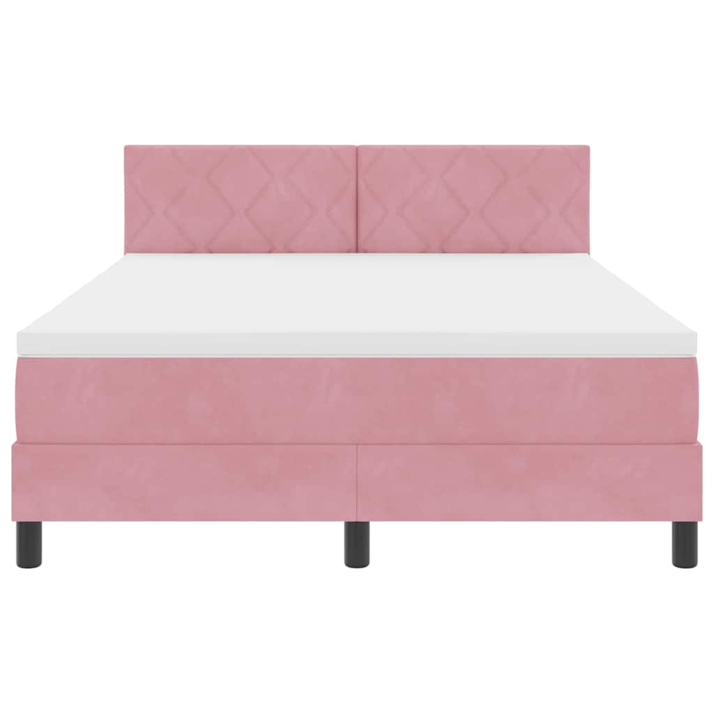 Box spring seng med hovedgærde Lyserød 160 x 200 cm Fløjl