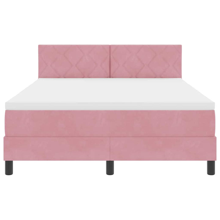 Box spring seng med hovedgærde Lyserød 160 x 200 cm Fløjl