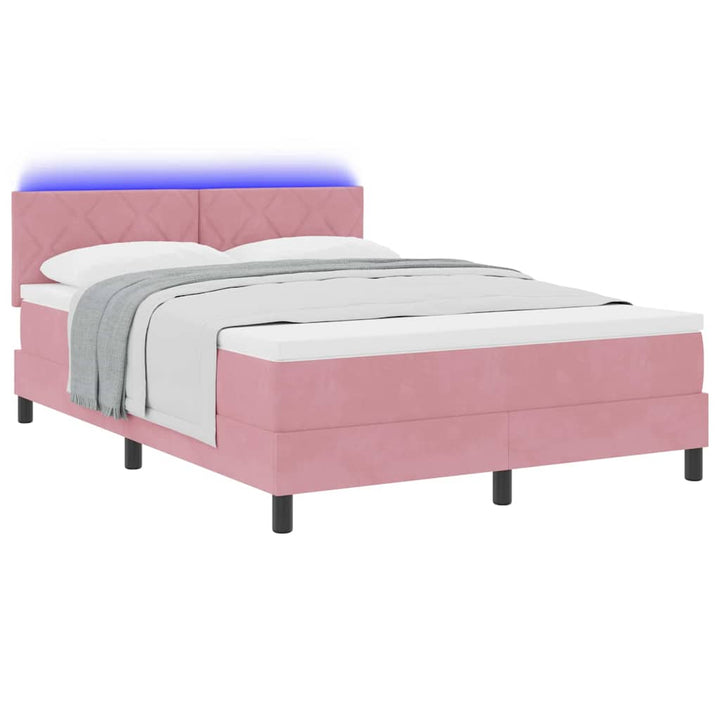 Box spring seng med hovedgærde Lyserød 160 x 200 cm Fløjl