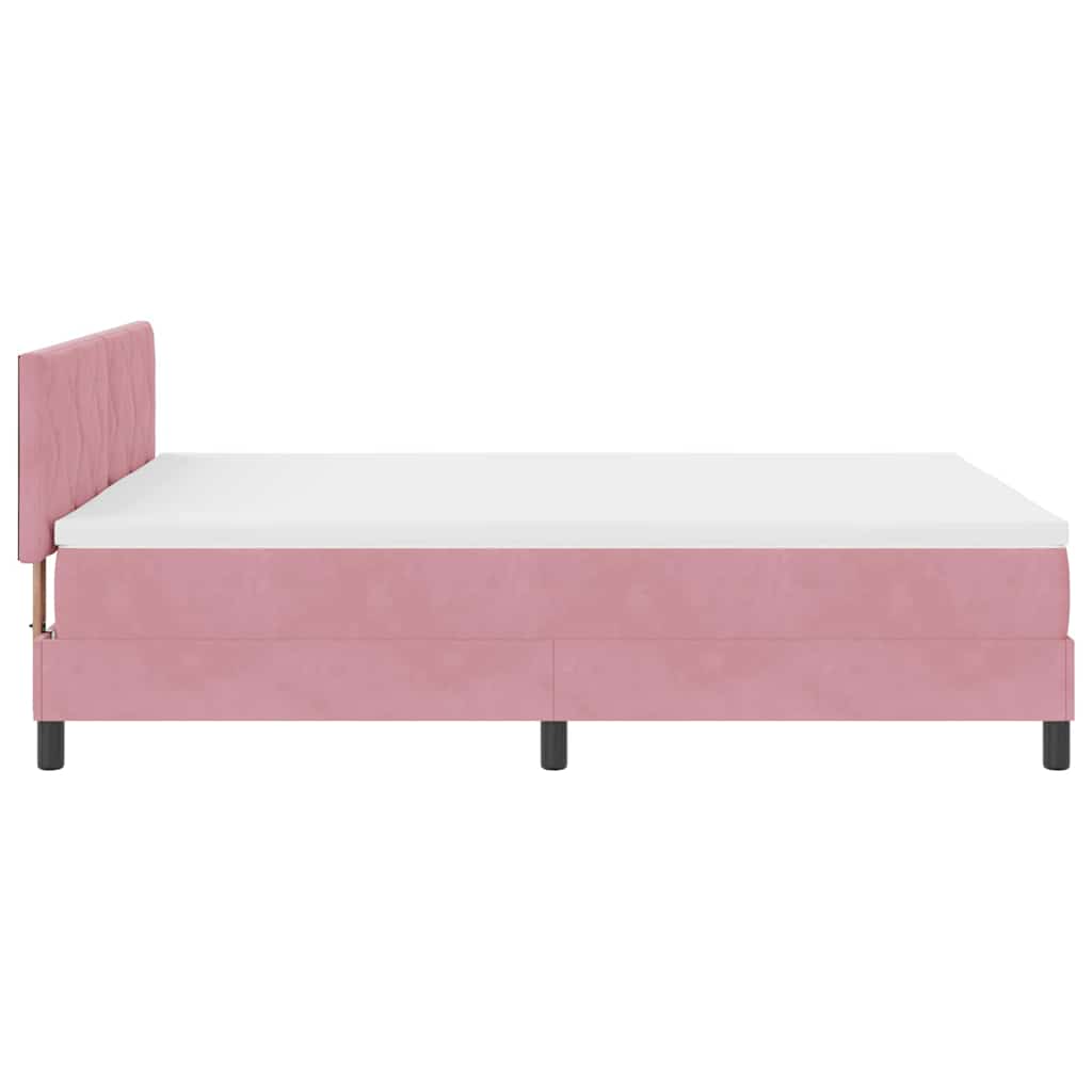 Box spring seng med hovedgærde Lyserød 160 x 200 cm Fløjl