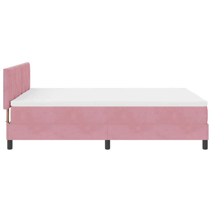 Box spring seng med hovedgærde Lyserød 160 x 200 cm Fløjl